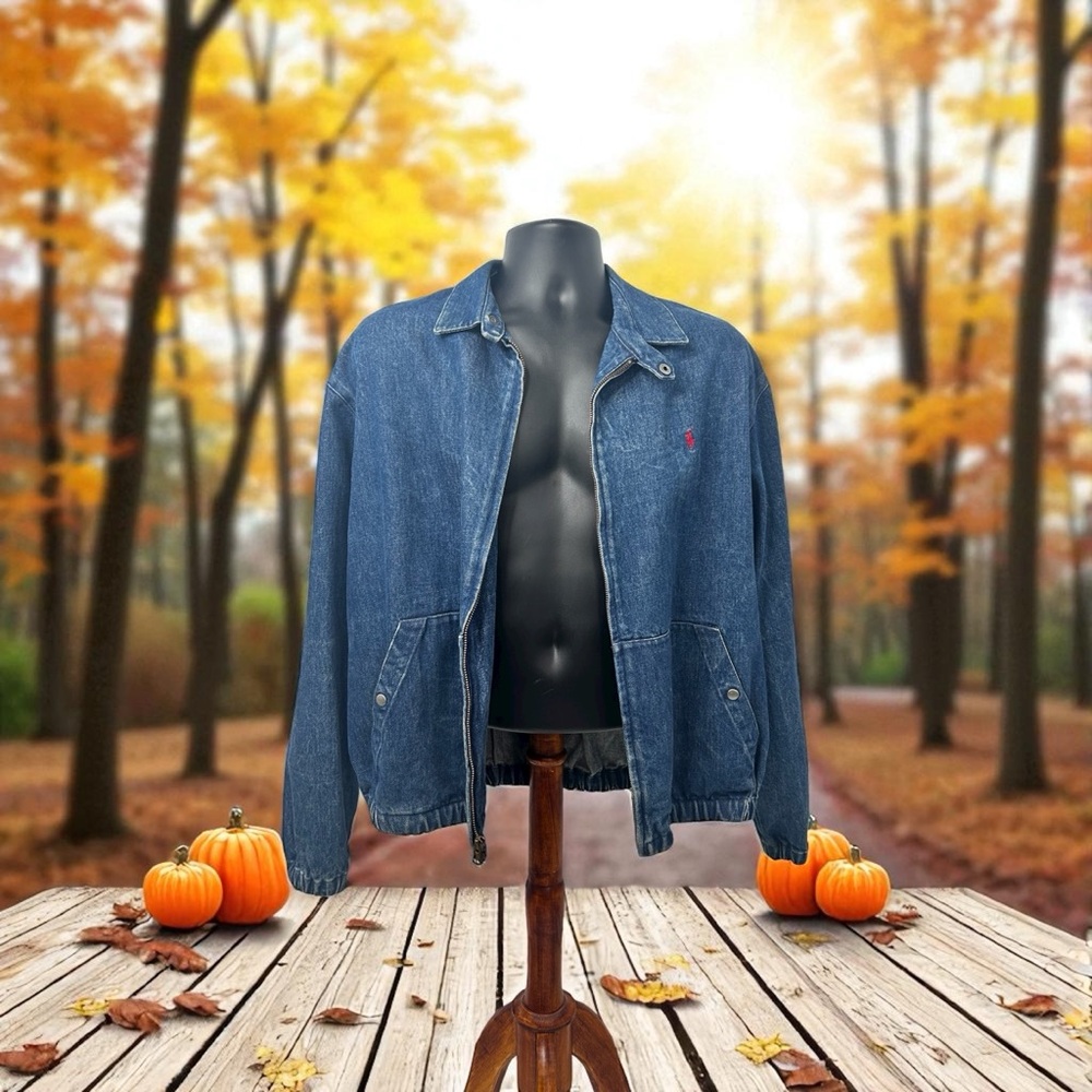 Men’s Ralph Lauren Blue Denim Bomber Jacket - Picture 2 of 6